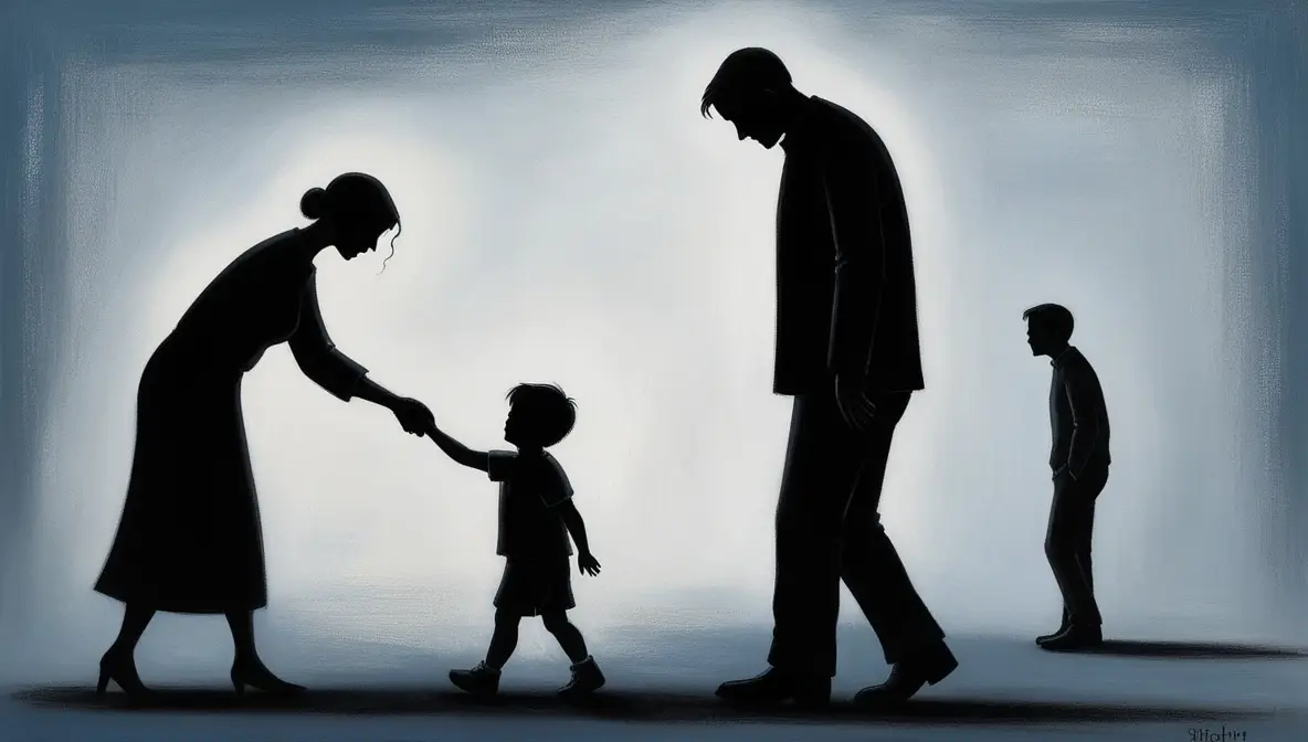 Na imagem temos uma família separada pelos conflitos dos pais